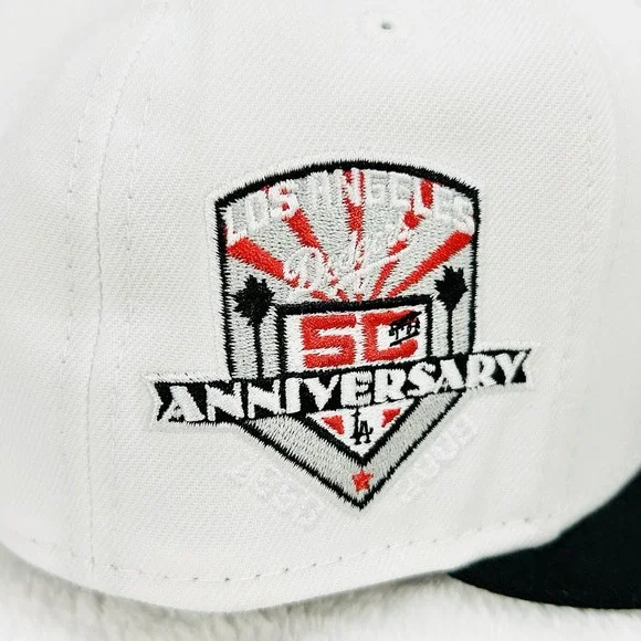 New Era Los Angeles Dodgers 50 Years 59FIFTY Fitted Hat Cap 7 1/4 White MLB - Picture 5 of 6
